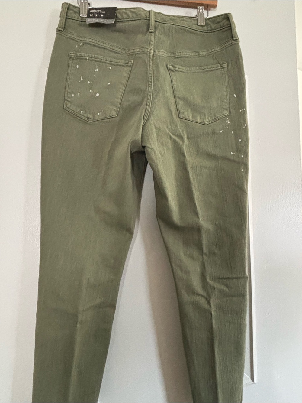 Mossimo Supply Co. Olive Green Skinny Jeans with Light Paint Flecks